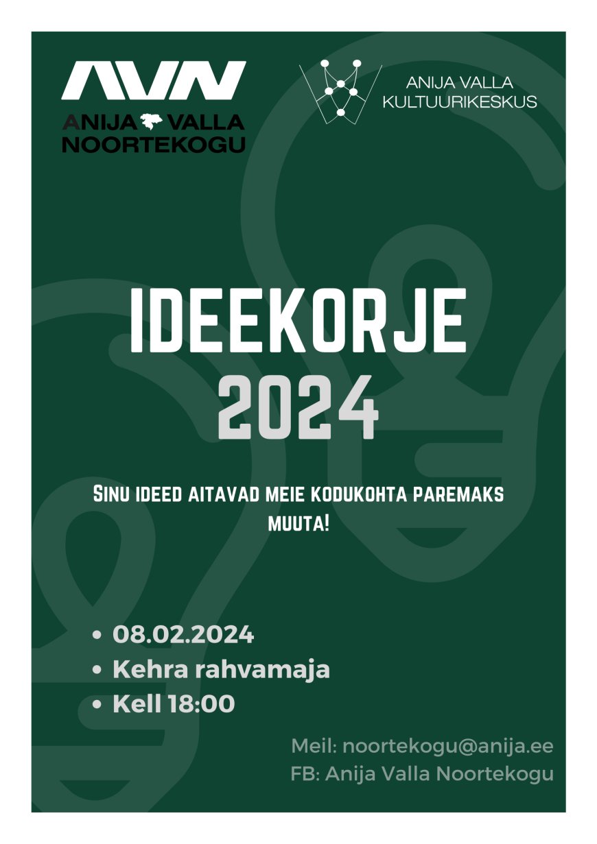 Anija Valla Noortekogu kutsub ideekorjele! 8. veebruaril 2024 kell 18.00