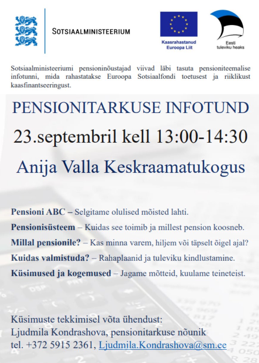 Pensionitarkus: Kuidas kindlustada parem tulevik? Sotsiaalministeerium pakub tasuta infotunde